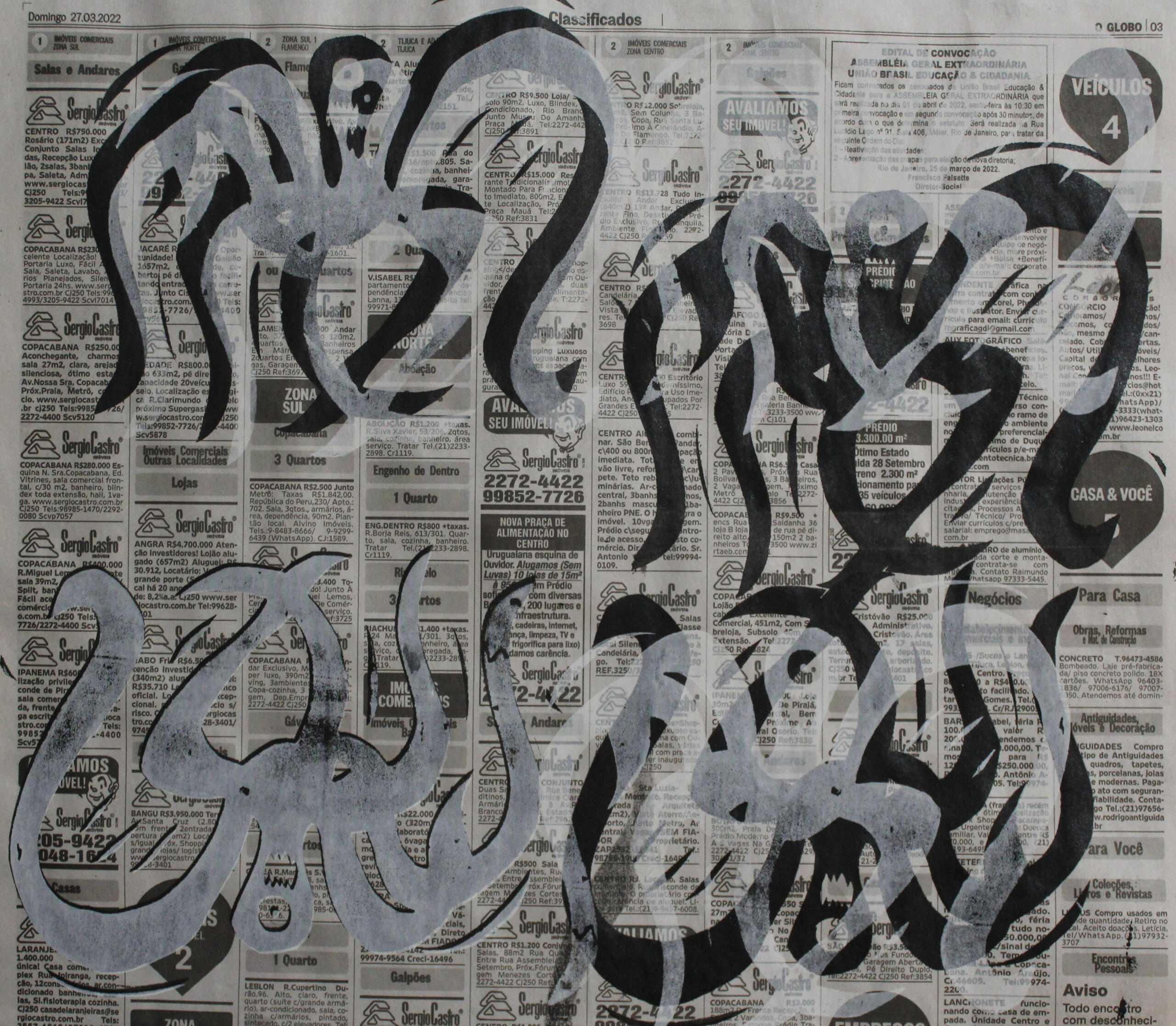 Serigrafia sobre papel de jornal